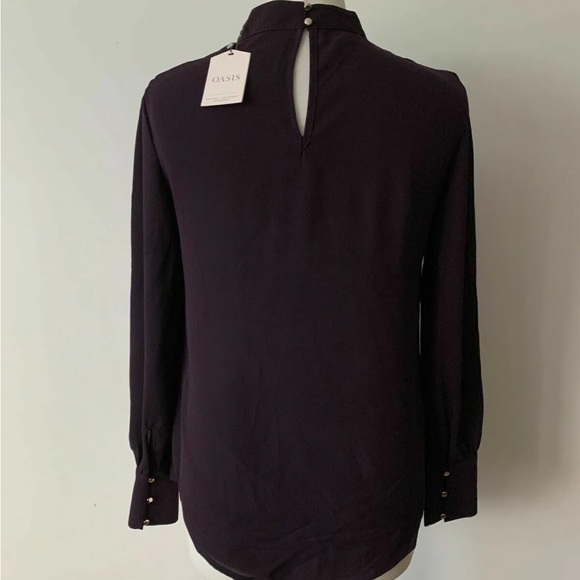 OASIS Purple Choker Neck Keyhole Blouse Long Sleeve Available Size 10 - Picture 5 of 7